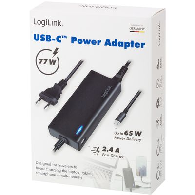 Laptopladdare USB-C PD 65W USB-A 12W Max 77W