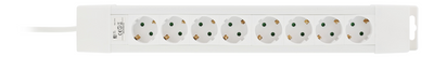 Power strip 3m 8xEU sockets, 7/4 type, 1xEU 7/7 type, white.