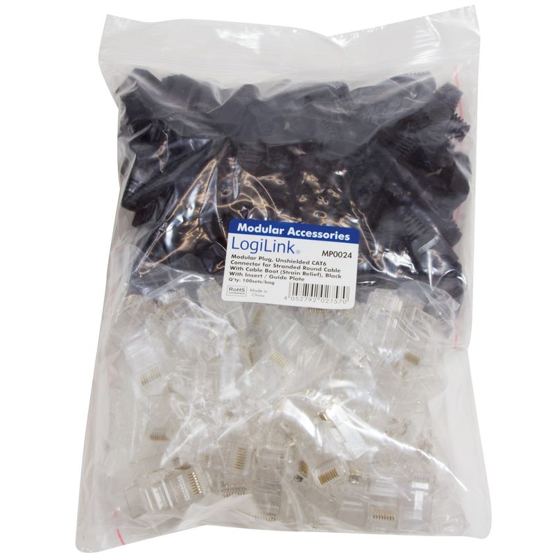 Modularplugg + Böjskydd Cat6 Oskärm 100+100st