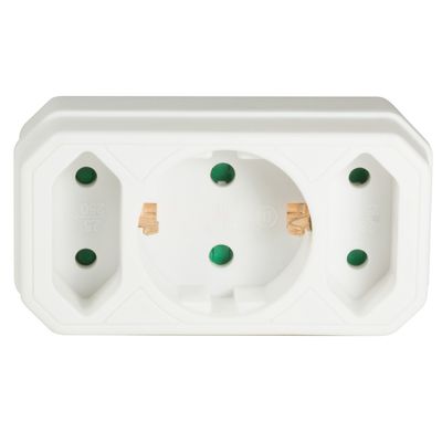 Grenuttag med 2st Euro + 1st jordad-uttag Vit