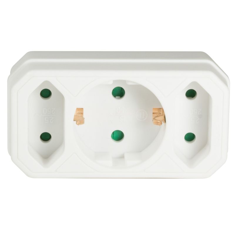 Grenuttag med 2st Euro + 1st jordad-uttag Vit