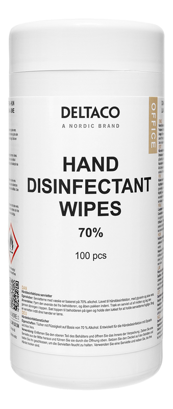 DELTACO Office Hand disinfectant wet wipes, 100 pcs