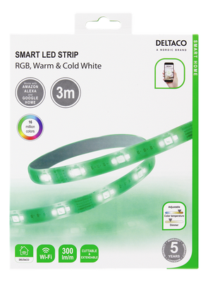 Smart RGB LED-list WiFi (Warm & Cold White) 3m - DELTACO