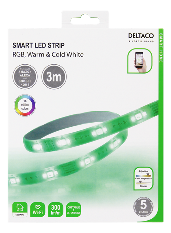 Smart RGB LED-list WiFi (Warm & Cold White) 3m - DELTACO