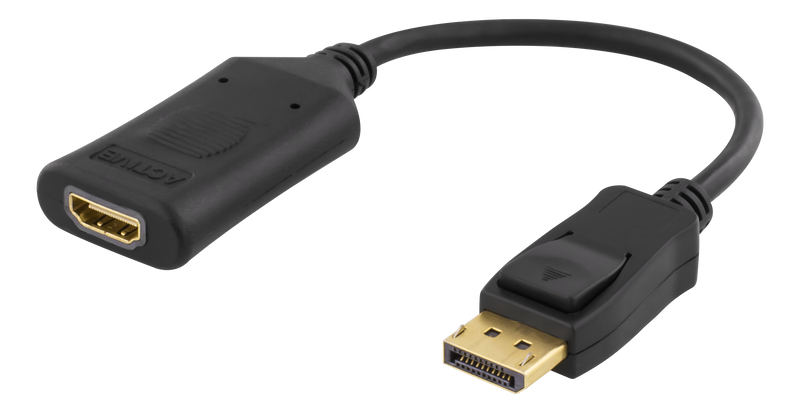 DisplayPort till HDMI 2.0b-adapter 0,1m, 4K i 60Hz, svart