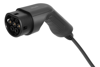 e-Charge laddkabel, Schuko till typ 2, 1fas, 6-16A, 4+1, 5m, svart