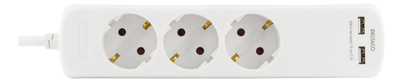 Grenuttag 1,5m 3xCEE 7/4 uttag, 1xCEE 73/7, 2xUSB-A,vit