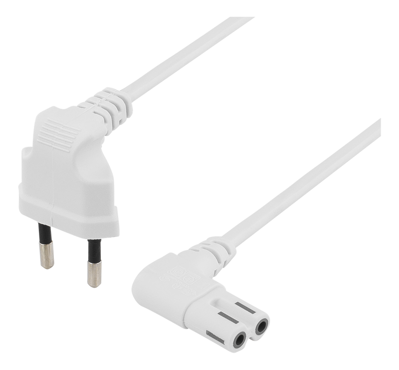 Ojordad apparatkabel 0,5m, CEE 7/16 - IEC 60320 C7, vit