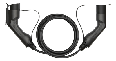 E-Charge laddkabel, typ 2 till typ 1, 1 fas, 16A, 3,6KW, 3m, svart