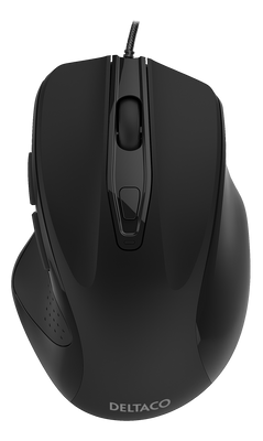 DELTACO Wired office silent mouse, ergonomic shape, black