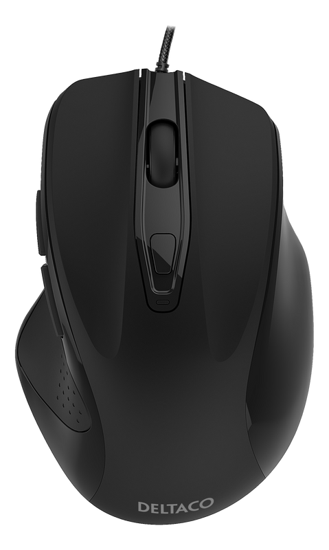 DELTACO Wired office silent mouse, ergonomic shape, black