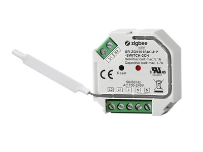 Inbyggnadsrelä AC 2 kanaler ZigBee - Sunricher