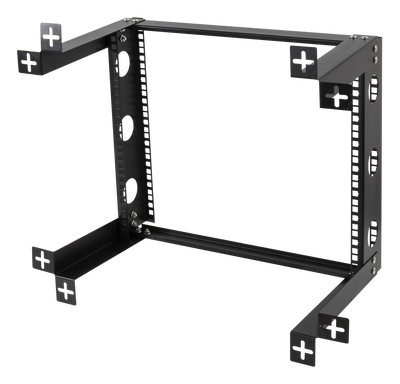 DELTACO 19" wall mount, 9U, 50kg load capacity, steel, mounting kit, black.