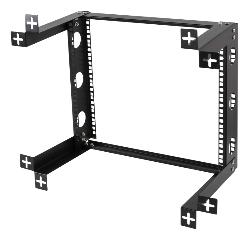 DELTACO 19" wall mount, 9U, 50kg load capacity, steel, mounting kit, black.