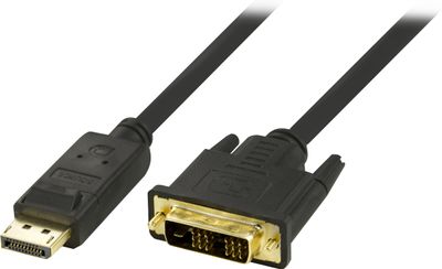 DisplayPort till DVI kabel 1m, 20-pin ha - ha, svart