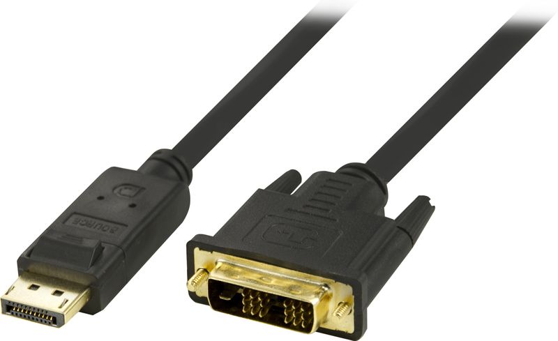 DisplayPort to DVI cable 1m, 20-pin male to male, black.
