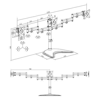 Monitorställ/fot trippel 13-27