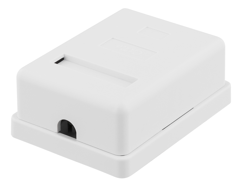 DELTACO skärmat vägguttag, utanpåliggande FTP 1xRJ45, Cat6, vit