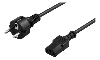 Apparatkabel 10m, CEE 7/7 - IEC 60320 C13, svart