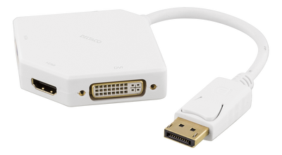 DisplayPort till DVI-D/HDMI/VGA adapter, 0,2m, vit