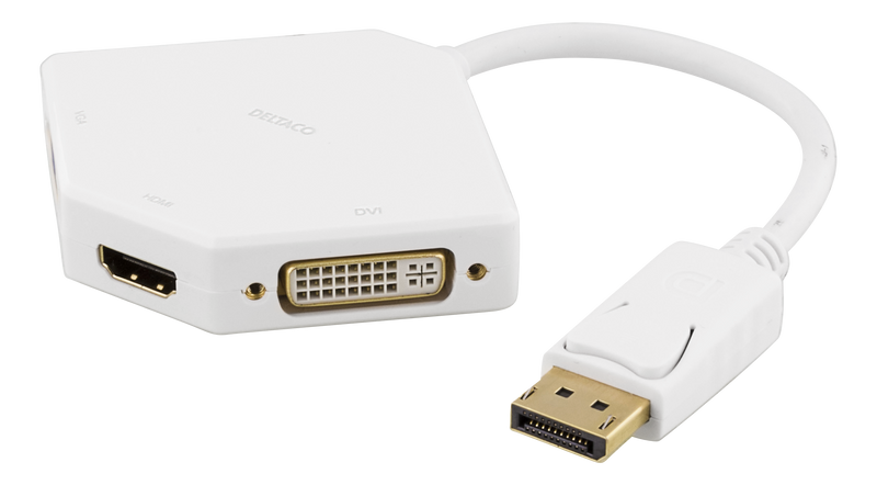 DisplayPort to DVI-D/HDMI/VGA adapter, 0.2m, white