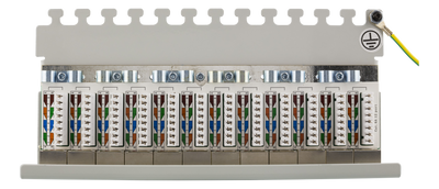 DELTACO Patchpanel, 12xRJ45, Cat6a, väggmonterbar, 10Gbps, grå