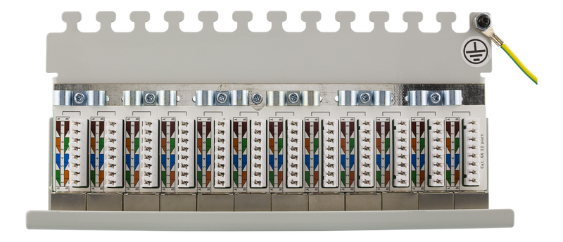 DELTACO Patchpanel, 12xRJ45, Cat6a, väggmonterbar, 10Gbps, grå