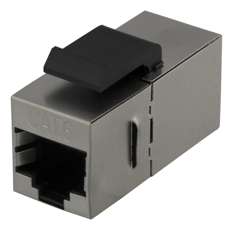 DELTACO Cat6 Keystone-skarv, skärmat, 2xRJ45, plast, 180, metall