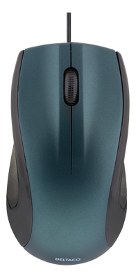 DELTACO trådad optisk mus, 3 knappar med scroll, 1200 DPI, blå