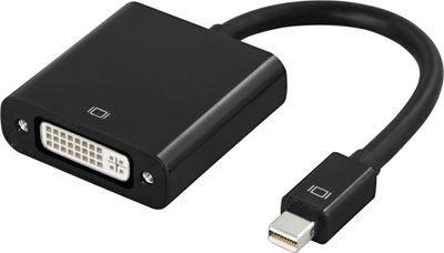 Mini DisplayPort to DVI-D adapter, Full HD at 60hz, 9 Gb/s, 0.1m, black.
