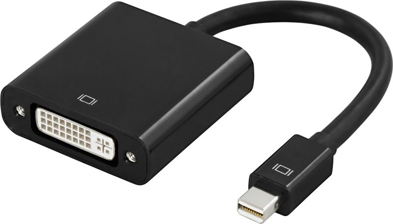 Mini DisplayPort to DVI-D adapter, Full HD at 60hz, 9 Gb/s, 0.1m, black.