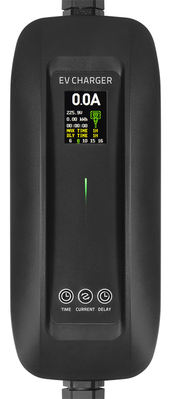 e-Charge laddkabel, Schuko till typ 2, 1fas, 6-16A, 4+1, 5m, svart