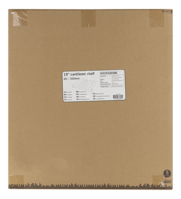 DELTACO, 19" fast shelf, 2U, 550mm deep, max 15kg.