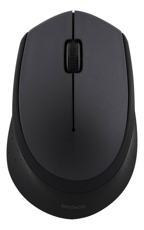 DELTACO trådlös optisk mus 2,4GHz, 3 knappar med scroll, 1200 DPI, grå