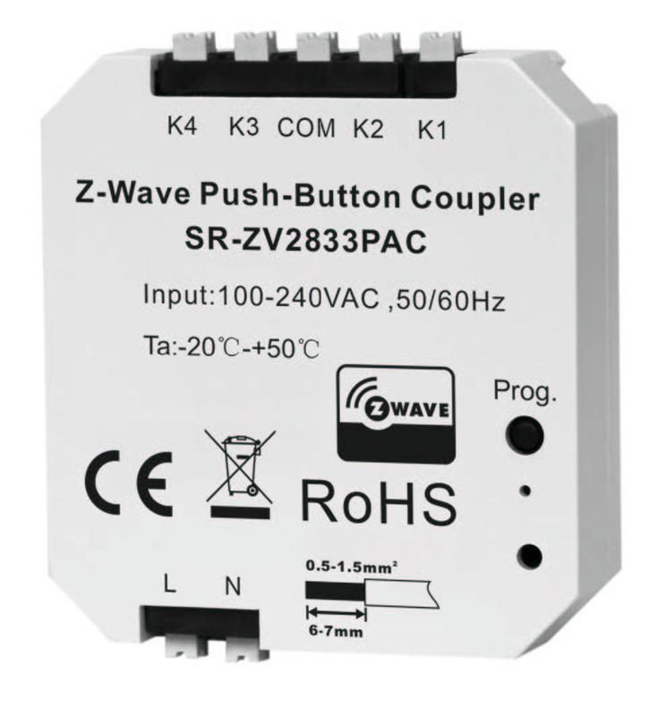 Inbyggnadsknapp 4 kanaler - Z-wave Push-button Coupler