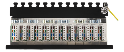 DELTACO Patchpanel, 12xRJ45, Cat6a, väggmonterbar, 10Gbps, svart