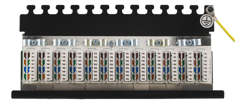 DELTACO Patchpanel, 12xRJ45, Cat6a, väggmonterbar, 10Gbps, svart
