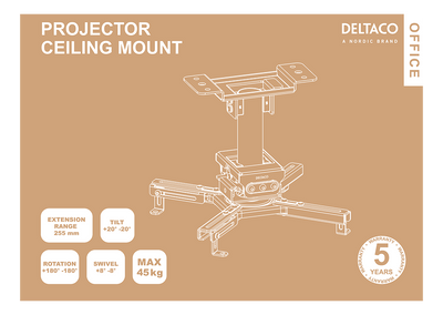 DELTACO Office Projector Ceiling mount, 225mm, 45kg