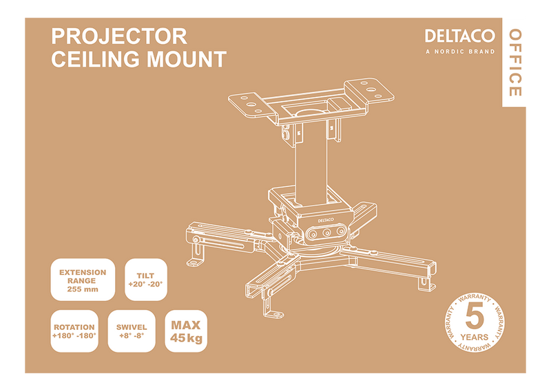DELTACO Office Projector Ceiling mount, 225mm, 45kg