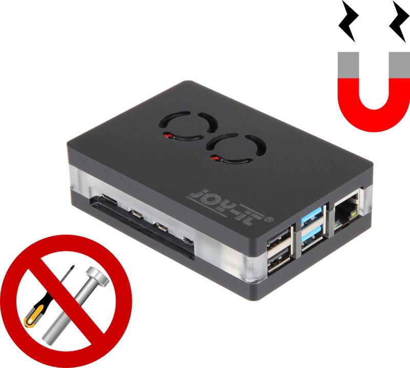 Black acryl case with dual fan for Raspberry Pi 4B