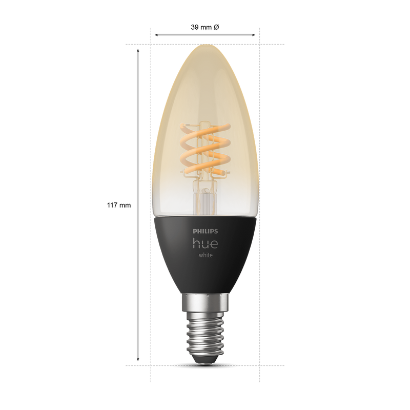 Hue White 4.5W Filament Candle E14 1 Pack