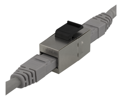 DELTACO Cat6 Keystone-skarv, skärmat, 2xRJ45, plast, 180, metall