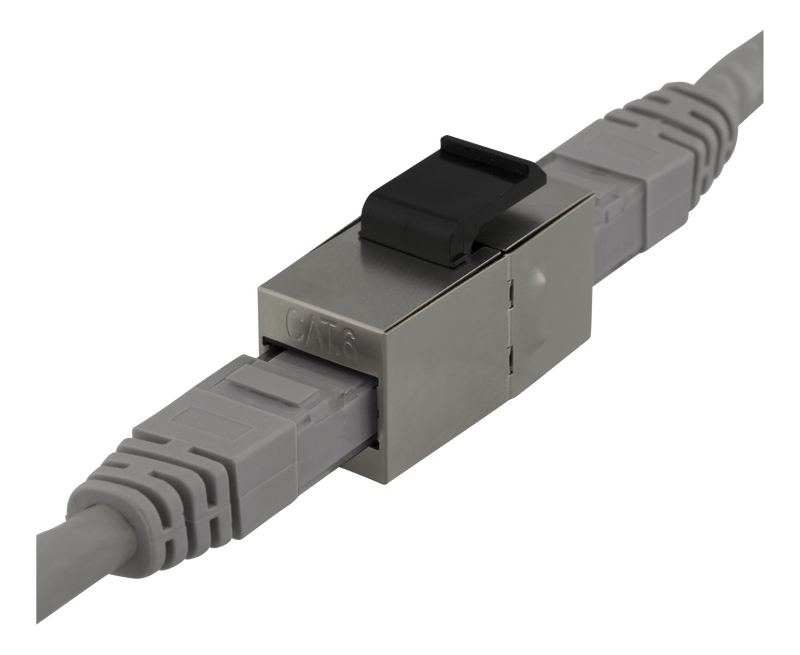DELTACO Cat6 Keystone-skarv, skärmat, 2xRJ45, plast, 180, metall