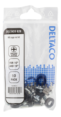 DELTACO, M6 screw set, star/slot (washers + screws + nuts) 10-pack