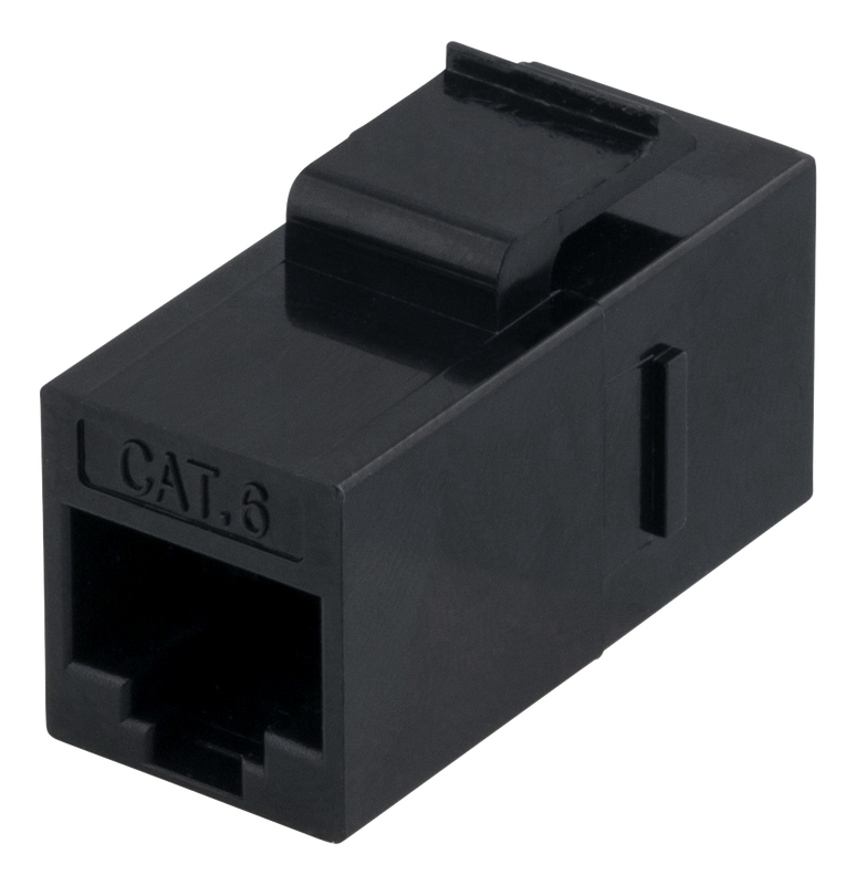 DELTACO Cat6 Keystone-skarv, oskärmat, 2xRJ45, plast, 180, svart