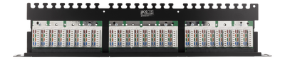 DELTACO UTP Patchpanel 24xRJ45, Cat6, 0.5U, 19", cable management, black.