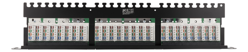 DELTACO UTP Patchpanel 24xRJ45, Cat6, 0.5U, 19", cable management, black.