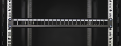 DELTACO 19" Keystone patchpanel, 24 portar, 1U, jordkabel, metall, svart