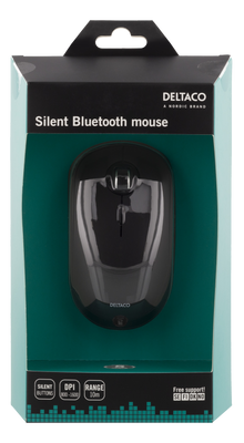 DELTACO Tyst trådlös mus, Bluetooth, 1x AA, 800-1600 DPI, 125 Hz, svar