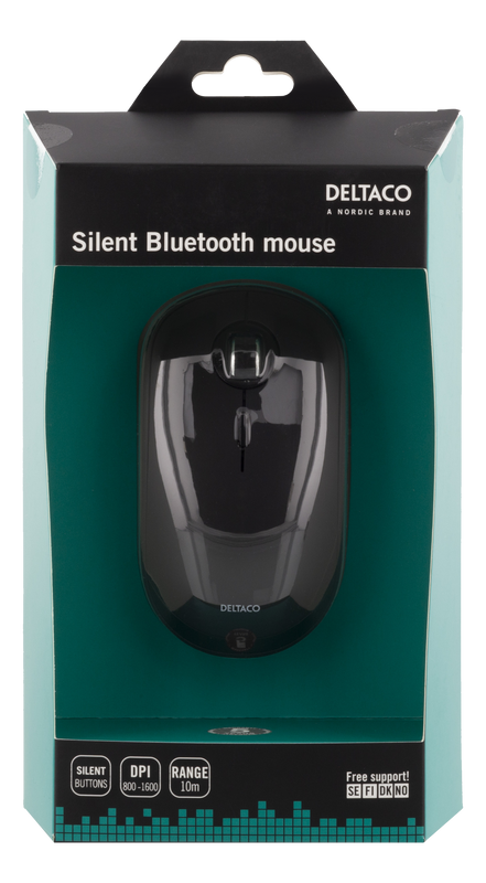 DELTACO Tyst trådlös mus, Bluetooth, 1x AA, 800-1600 DPI, 125 Hz, svar